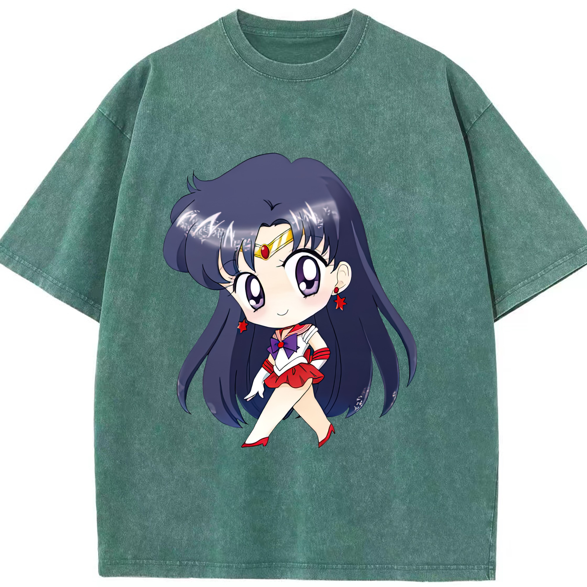 （画像用） 美少女戦士セーラームーン 火野レイ ひの レイ Sailor Moon Hino Rei （セーラーマーズ,Sailor Mars） 綿100% ヴィンテージ風 半袖Tシャツ（フロントプリント）